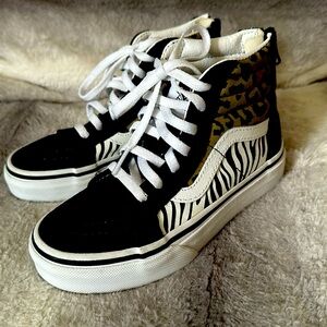VANS HI SK8 shoes girls animal print black suede Sz 12.5 Excellent -worn once!